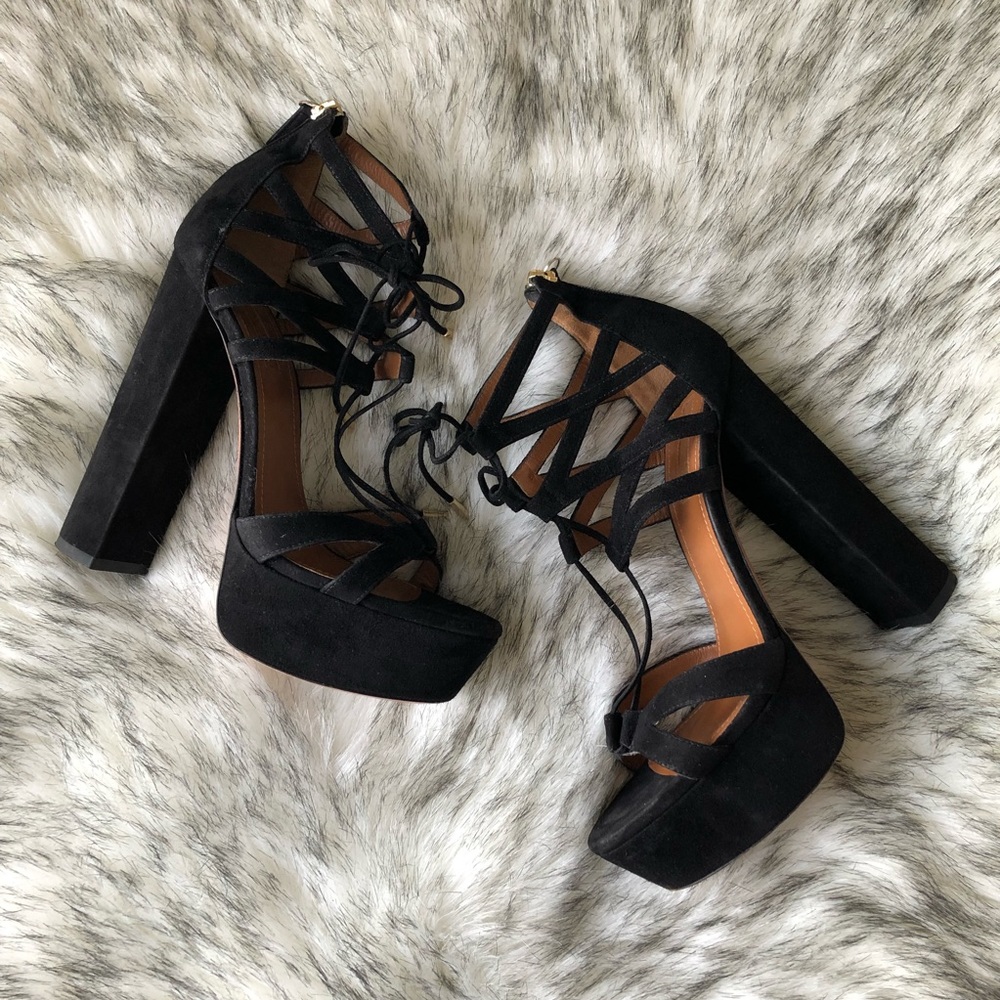 Aquazzura Beverly Hills Plateau Lace-Up Sandals